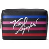 image:imageKARL LAGERFELD Womens Maybelle Cosmetic BagStripe Print Black Legacy