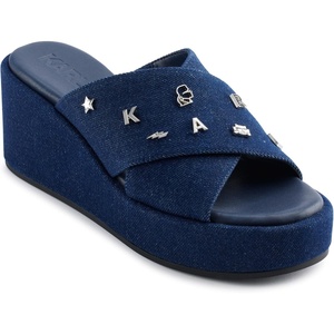 image:imageKARL LAGERFELD Womens Caleigh Platform Wedge Sandal With PinsDark Denim