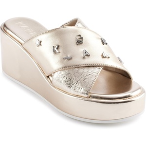 image:imageKARL LAGERFELD Womens Caleigh Platform Wedge Sandal With PinsWhite Gold