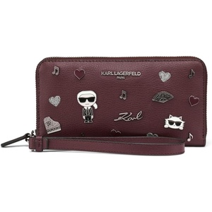 image:imageKARL LAGERFELD Womens Jacqueline Zip Wallet with PinsRaisin