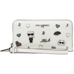 image:imageKARL LAGERFELD Womens Jacqueline Zip Wallet with PinsWhite
