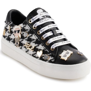 image:imageKarl Lagerfeld Womens Cate Pins Tweed Lace up SneakerBlackWhite Multi