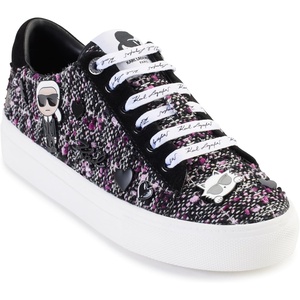 image:imageKarl Lagerfeld Womens Cate Pins Tweed Lace up SneakerMultiBlack