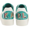 image:imageKarl Lagerfeld Paris Womens Calico Patch Laceup Everyday SneakerSneakerWhiteAqua