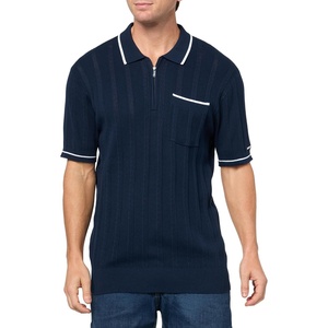 image:imageKARL LAGERFELD Mens 14 Zip Ribbed Fitted Collared SweaterNavy Blazer