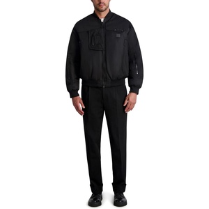 image:imageKARL LAGERFELD Mens All Over Patches Long Sleeve Solid Bomber JacketBlack