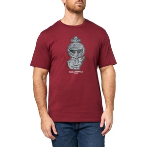 image:imageKARL LAGERFELD Mens Crewneck Short Sleeve Armor Graphic Design Relaxed Fit TShirtCabernet