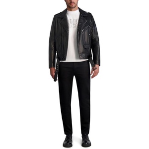 image:imageKARL LAGERFELD Mens Exposed Zippers and Studs Biker Leather JacketBlack