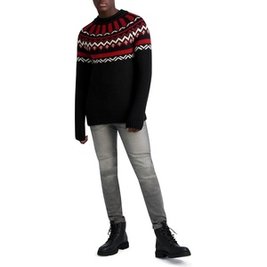 image:imageKARL LAGERFELD Mens Fairisle SweaterBlackRed