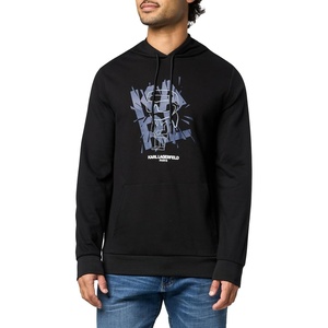 image:imageKARL LAGERFELD Mens Hooded Long Sleeve Karl Logo Kangaroo Pocket SweatshirtBlack