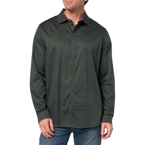 image:imageKARL LAGERFELD Mens Long Sleeve Woven Patterned Collared ShirtNavy