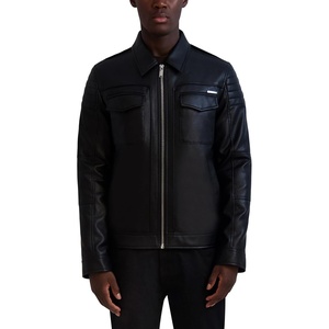 image:imageKARL LAGERFELD Mens Outerwear Collared Leather JacketBlack