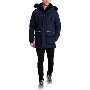 image:imageKARL LAGERFELD Mens Outerwear Faux Fur Hooded ParkaNavy