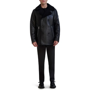 image:imageKARL LAGERFELD Mens Outerwear Faux Shearling Collared Button Front JacketBlack