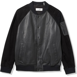 image:imageKARL LAGERFELD Mens Outerwear Mixed Media Leather Bomber JacketBlack