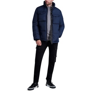 image:imageKARL LAGERFELD Mens Quilted Zip Out Hood Puffer JacketNavy