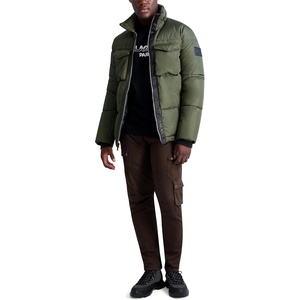 image:imageKARL LAGERFELD Mens Quilted Zip Out Hood Puffer JacketOlive