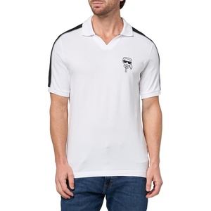 image:imageKARL LAGERFELD Mens Straight Collar Contrast Trim Karl Character Graphic Design PoloOptic White