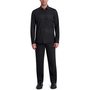 image:imageKARL LAGERFELD Mens Striped Panel Long Sleeve TopBlackWhite