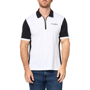 image:imageKARL LAGERFELD Paris Mens Collared Short Sleeve Color Blocking PoloWhite