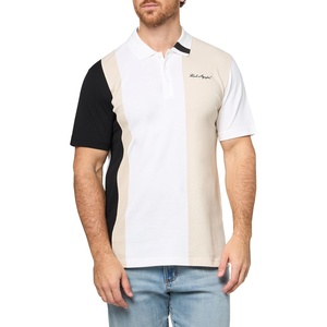 image:imageKARL LAGERFELD Paris Mens Collared Short Sleeve Color Blocking PoloWhiteBlack