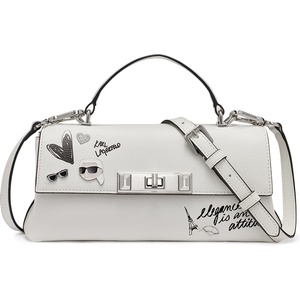 image:imageKARL LAGERFELD Paris Womens Elle In Paris Crossbody BagWinter White Silver
