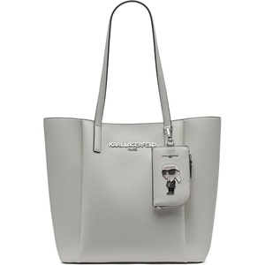 image:imageKARL LAGERFELD Paris Womens Louise Leather Tote Bag with Karl Tag WhiteSilver One Size