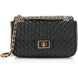 image:imageKARL LAGERFELD Womens Agyness Solid Shoulder BagBlackGold