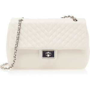 image:imageKARL LAGERFELD Womens Agyness Solid Shoulder BagWinter WhiteSilver