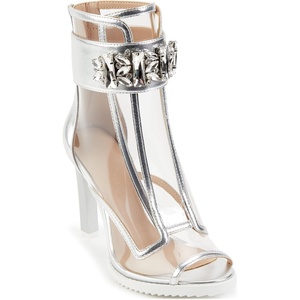 image:imageKARL LAGERFELD Womens Blayze Peep Toe Fashion Heeled BootieClearSilver