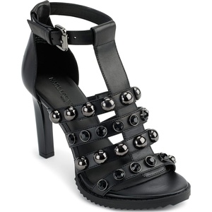 image:imageKARL LAGERFELD Womens Brexton T Strap Dress Heel With Stud EmbellishmentsBlackGunmetal