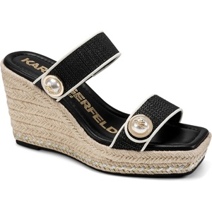 image:imageKARL LAGERFELD Womens Carsen Double Band Espadrille Wedge SandalBlackCream