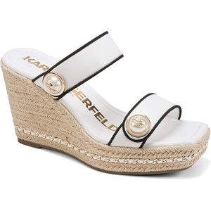 image:imageKARL LAGERFELD Womens Carsen Double Band Espadrille Wedge SandalBright WhiteBlack