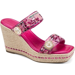 image:imageKARL LAGERFELD Womens Carsen Double Band Espadrille Wedge SandalHot Pink