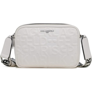 image:imageKARL LAGERFELD Womens Maybelle Quilted Logo CrossbodyWinter WhiteSilver