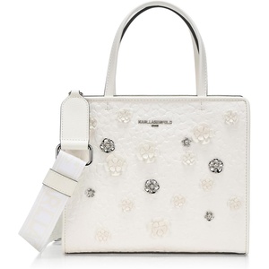 image:imageKARL LAGERFELD Womens Maybelle Satchel With Flower EmbellishmentsWinter White