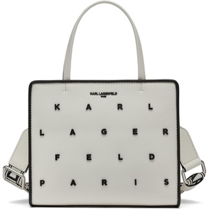image:imageKARL LAGERFELD Womens Maybelle Satchel With LogoWhiteBlack