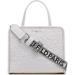 image:imageKARL LAGERFELD Womens Maybelle SatchelWhiteSilver Logo Legacy
