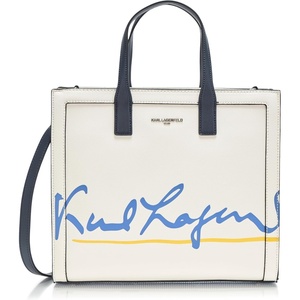 image:imageKARL LAGERFELD Womens Nouveau Printed Tote BagBlueWhite