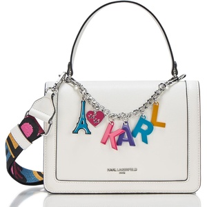 image:imageKARL LAGERFELD Womens Simone Satchel Crossbody With CharmsWhiteMulti