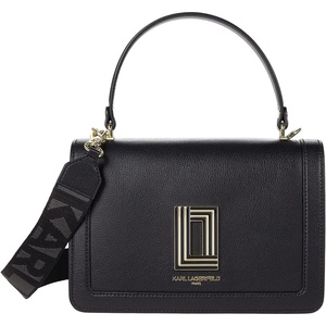 image:imageKARL LAGERFELD Womens Simone Solid Satchel CrossbodyBlackGold