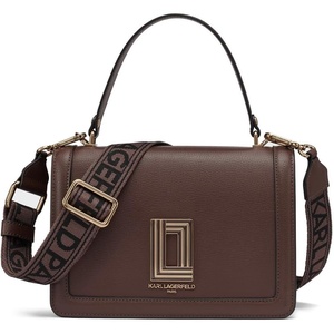 image:imageKARL LAGERFELD Womens Simone Solid Satchel CrossbodyDark Chocolate