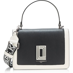 image:imageKARL LAGERFELD Womens Simone Solid Satchel CrossbodyWhiteBlack