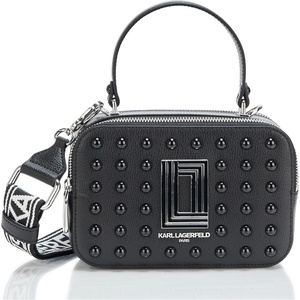 image:imageKARL LAGERFELD Womens Simone Studded Camera CrossbodyDark Black