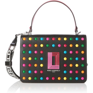 image:imageKARL LAGERFELD Womens Simone Studded Satchel CrossbodyBlack Multi Combo