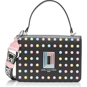 image:imageKARL LAGERFELD Womens Simone Studded Satchel CrossbodyBlackCandy