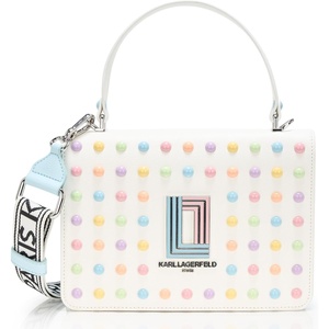 image:imageKARL LAGERFELD Womens Simone Studded Satchel CrossbodyIvoryCandy Multi