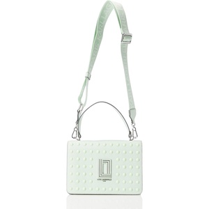 image:imageKARL LAGERFELD Womens Simone Studded Satchel CrossbodyLight Mist
