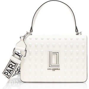 image:imageKARL LAGERFELD Womens Simone Studded Satchel CrossbodyWhite