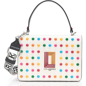 image:imageKARL LAGERFELD Womens Simone Studded Satchel CrossbodyWhiteMulti